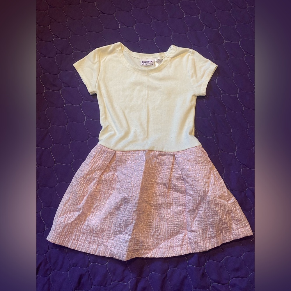 🌟❣️6/$10❣️🌟4T white & pink dress Blueberi boulevard